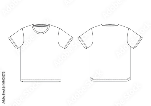 MEN'S & WOMEN'S T-SHIRT FLAT SKETCH VECTOR TEMPLET