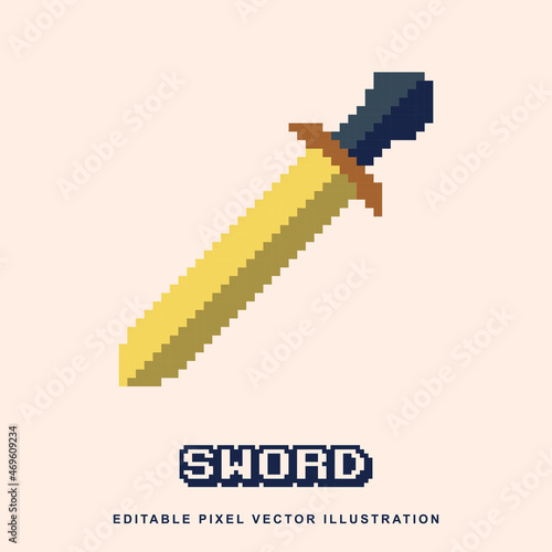 Pixel sword creative design icon vector illustration for video game asset, motion graphic and others