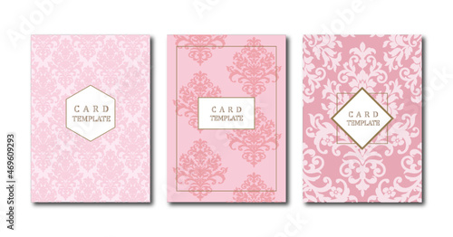 豪華な結婚式の招待状　エレガントな素朴なテンプレート　レース　タイル　ピンク