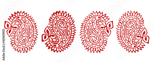 Original Indian Stamp Printing with Paisley motifs
