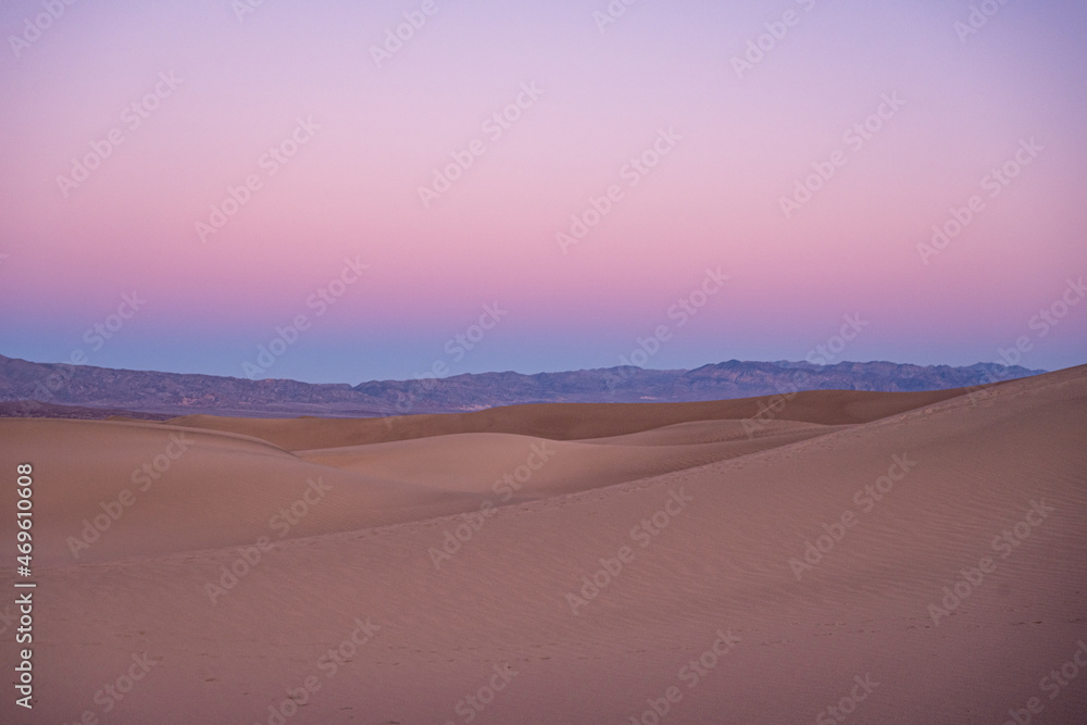 Pinks and Purples Of Sunset Over Mesquite Dunes