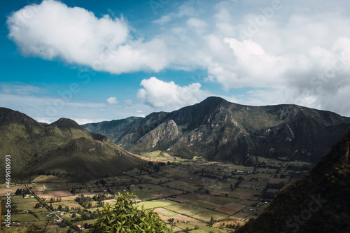 Cloudy sky on Pululahua volcano panoramic