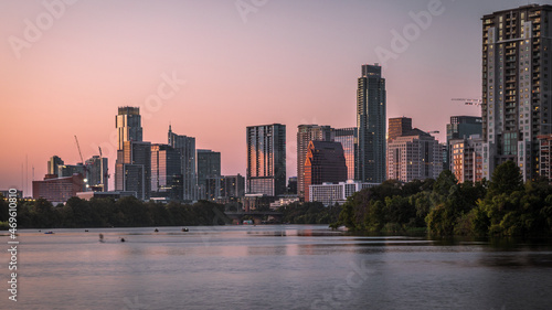 Austin, TX, Downtown skyline from The Boardwalk at Lady Bird Lake
