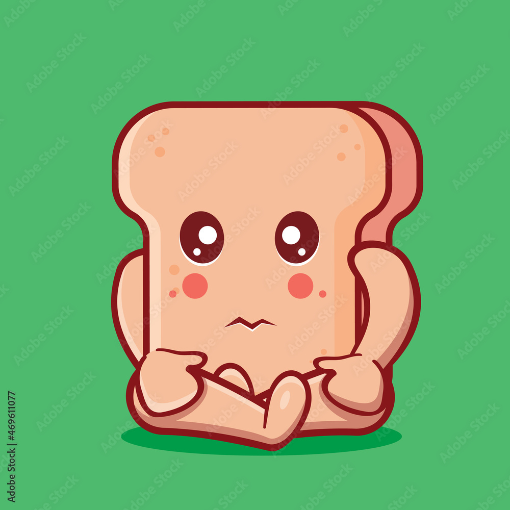 sad bread food mascot isolated cartoon in flat style sad bread food mascot isolated cartoon in flat style