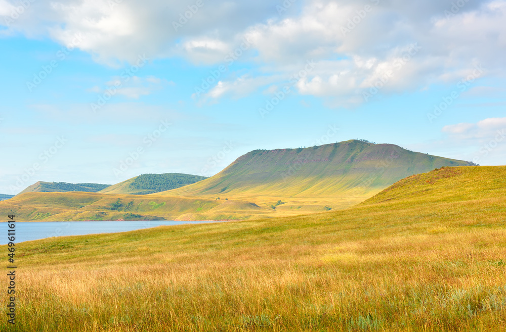 Fototapeta premium The bank of the Yenisei in the steppes of Khakassia