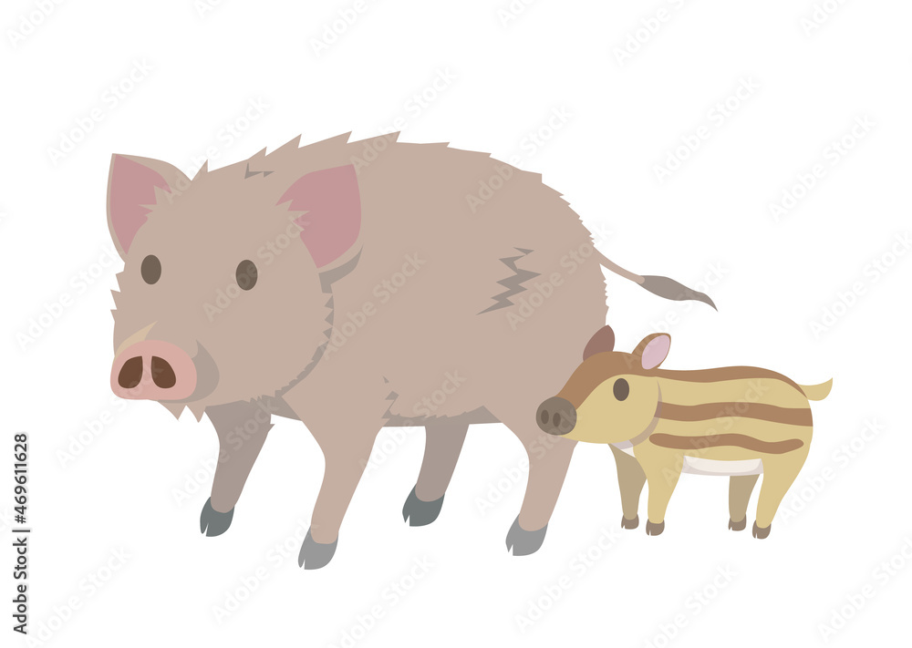 猪とうり坊の親子