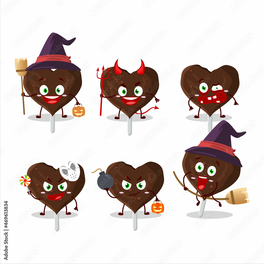 Halloween expression emoticons with cartoon character of love cookies chocolate candy