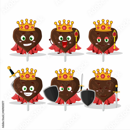 A Charismatic King love cookies chocolate candy cartoon character wearing a gold crown