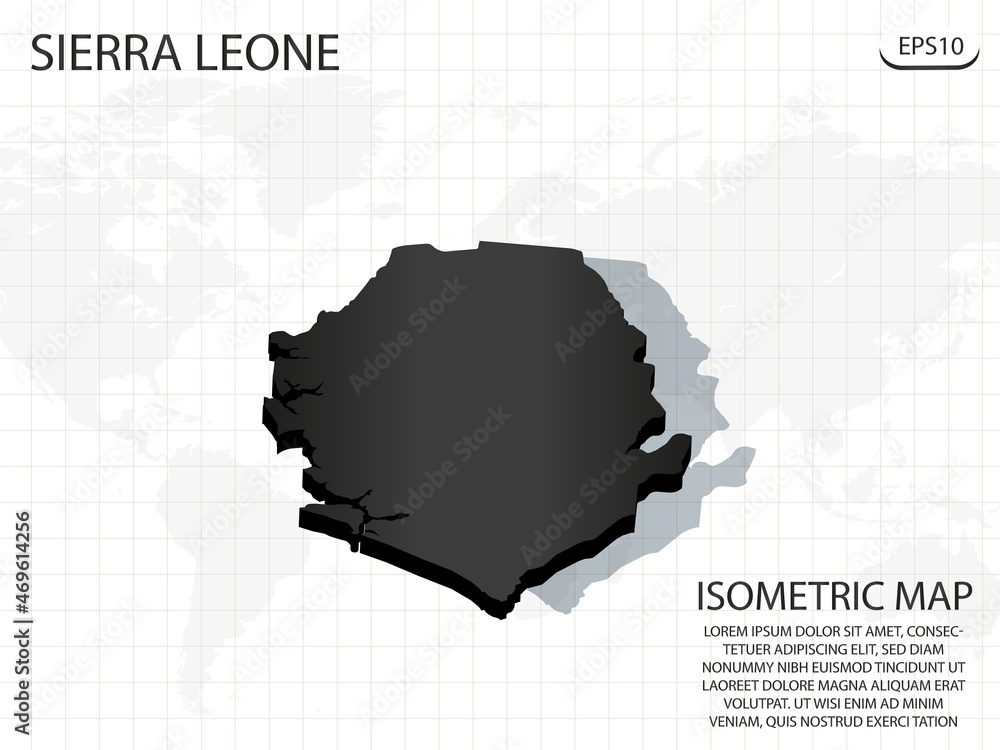 3D Map black of Sierra Leone on world map background .Vector modern ...