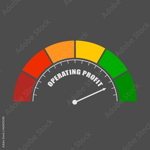 Operating profit measuring device with arrow and scale.