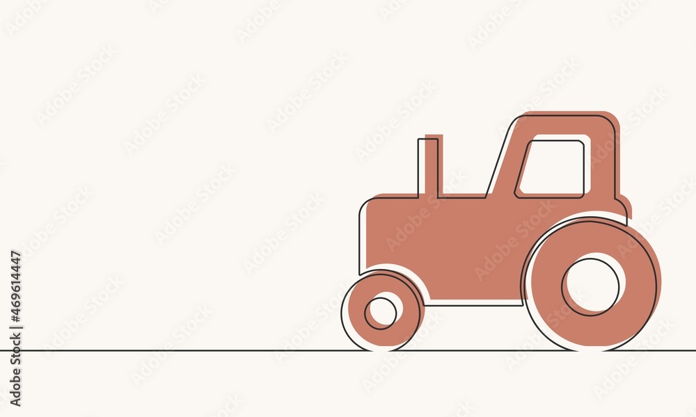 Thin line style abstract icon of tractor