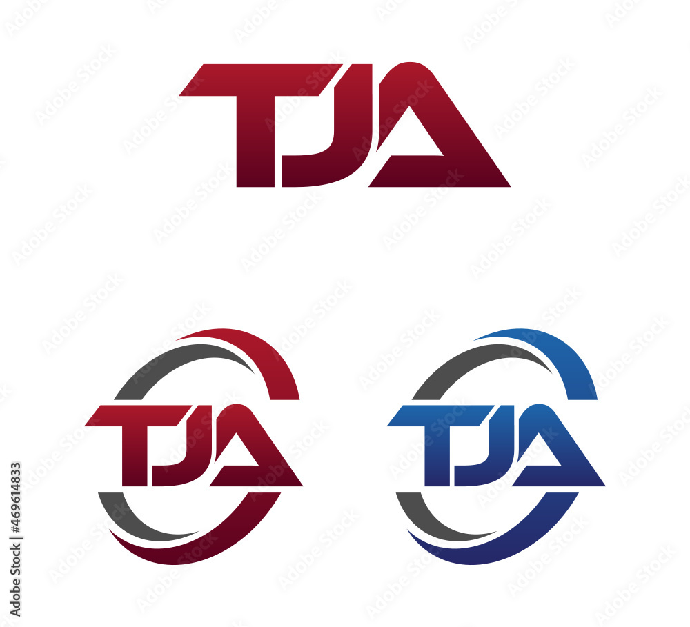 Modern 3 Letters Initial logo Vector Swoosh Red Blue TJA Modern 3 Letters Initial logo Vector Swoosh Red Blue TJA