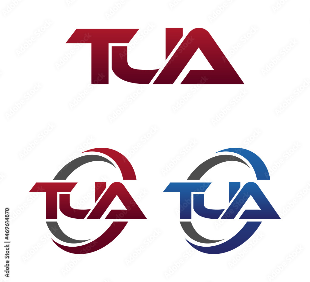 Modern 3 Letters Initial logo Vector Swoosh Red Blue TUA Modern 3 Letters Initial logo Vector Swoosh Red Blue TUA