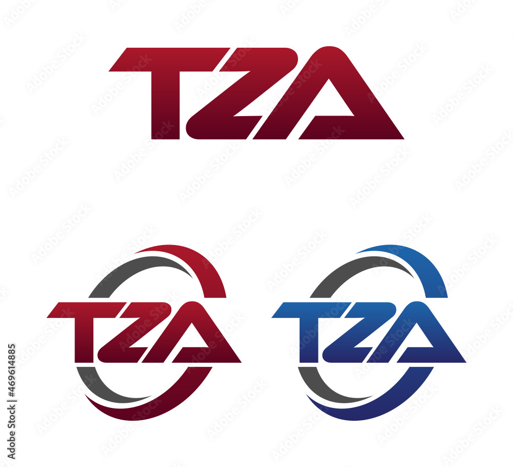 Modern 3 Letters Initial logo Vector Swoosh Red Blue TZA Modern 3 Letters Initial logo Vector Swoosh Red Blue TZA