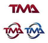 Modern 3 Letters Initial logo Vector Swoosh Red Blue TMA