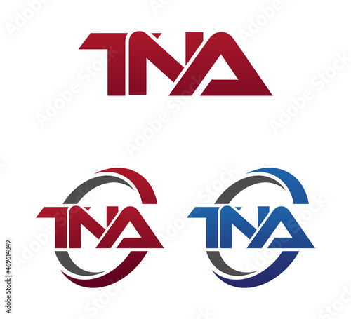 Modern 3 Letters Initial logo Vector Swoosh Red Blue TNA photo