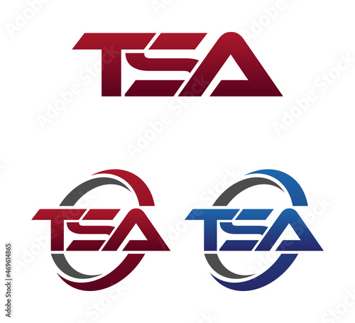 Modern 3 Letters Initial logo Vector Swoosh Red Blue TSA