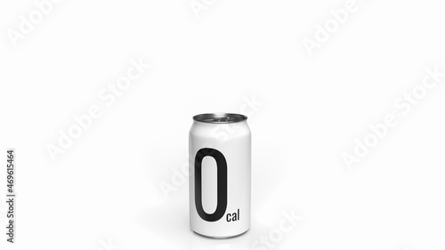 Photography The soft drink can 0 kcal on white background  for health and sci concept 3d ren