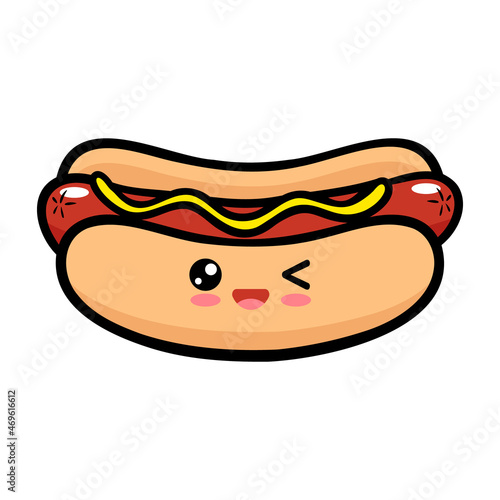 Kawaii Hot Dog Character Illustration