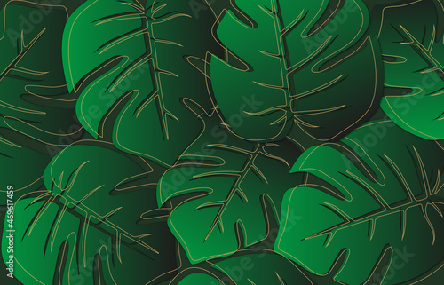 seamless pattern with leaves, luxury gold and nature green pattern vector. floral pattern, palm leaves. 