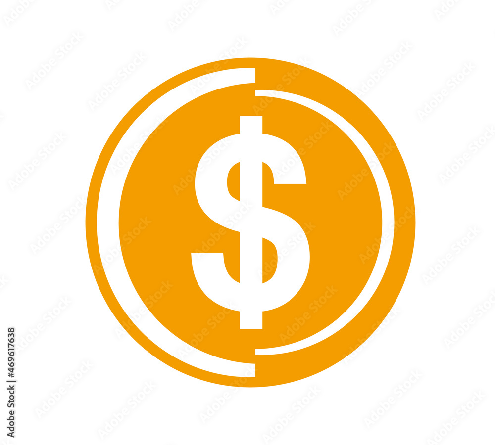 Fototapeta premium Coin icon. Money design. Gold dollar flat symbol. Vector illustration