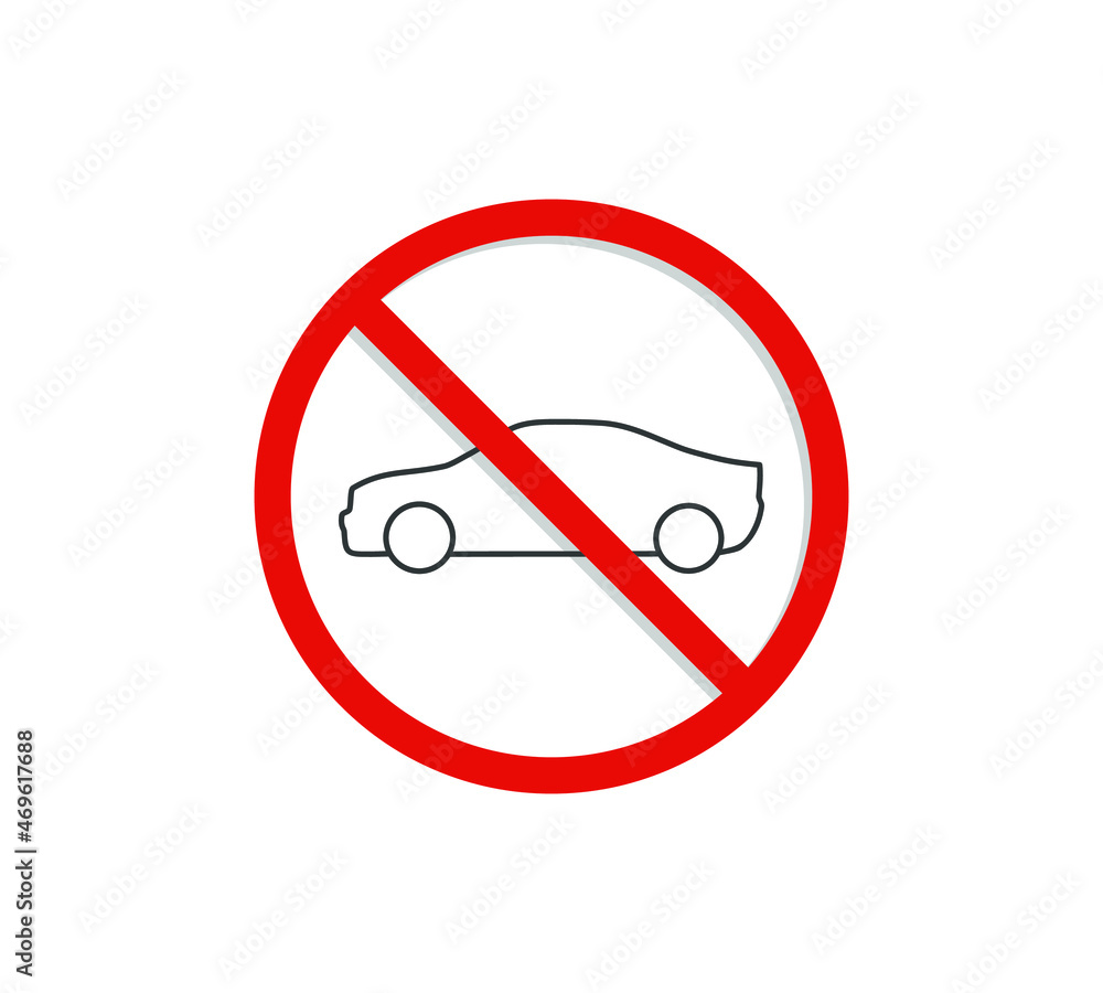 Circle Prohibited Sign For No Car. No Parking Sign. Vector illustration Circle Prohibited Sign For No Car. No Parking Sign. Vector illustration