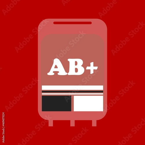 AB Positive blood in the bag. Blood bag vector illustration. Healthcare conceptual symbol design. 