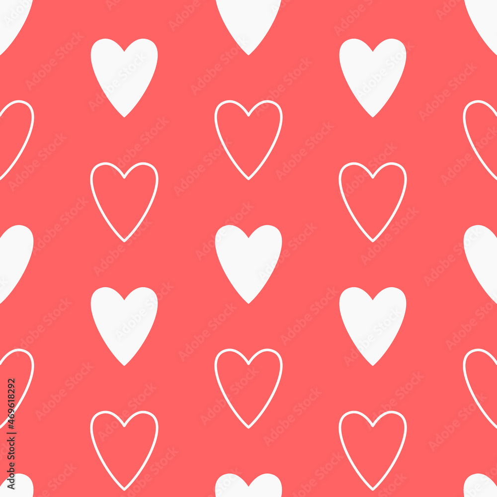White hearts on soft red background. Vector seamless pattern. Best for textile, wallpapers, wrapping paper, package and St. Valentine's Day decoration.