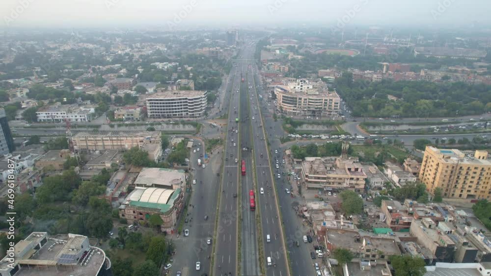 Aerial Flyover Of Cars Driving On Busy Highway In Urban City Of Pakistan Aerial Flyover Of Cars Driving On Busy Highway In Urban City Of Pakistan