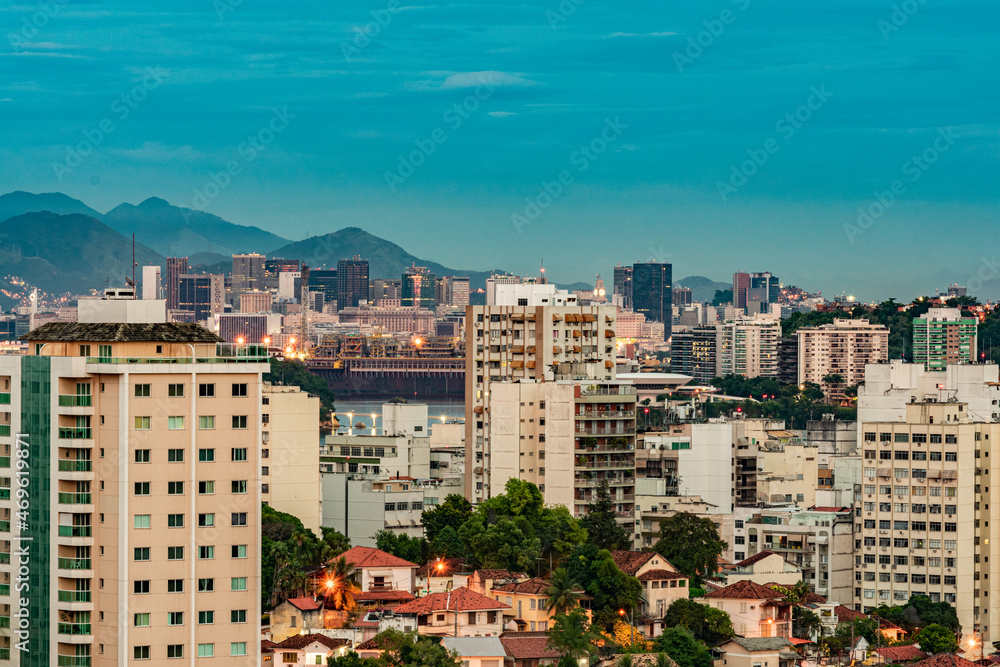 Rio de Janeiro, Brazil - CIRCA 2021: Photograph of a daytime outdoor urban landscape with buildings in a city in Brazil