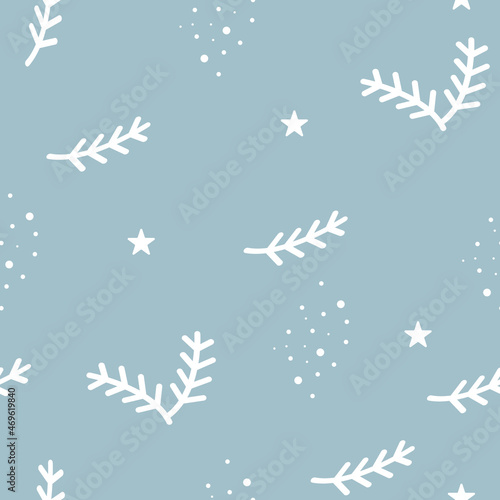Christmas holiday vector seamless pattern from snowflake and fir