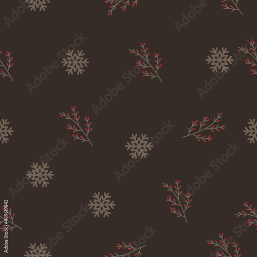 Christmas holiday vector seamless pattern from snowflake and tree © Natalia Samorodskaia
