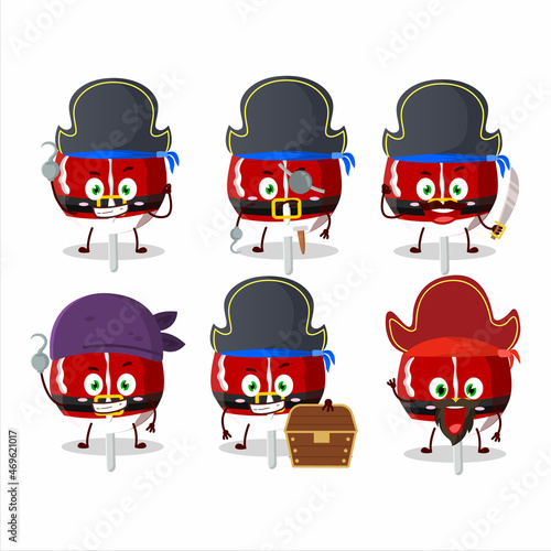 Cartoon character of red candy cookies christmas with various pirates emoticons