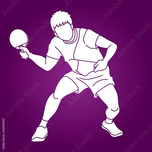 Ping Pong or Table Tennis Player  Action Cartoon Sport Graphic Vector