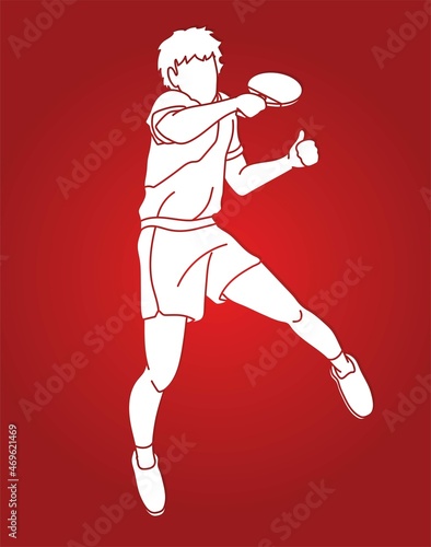 Ping Pong or Table Tennis Player  Action Cartoon Sport Graphic Vector