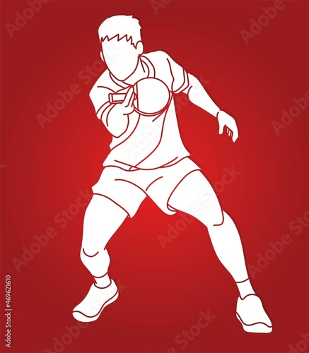 Ping Pong or Table Tennis Player  Action Cartoon Sport Graphic Vector