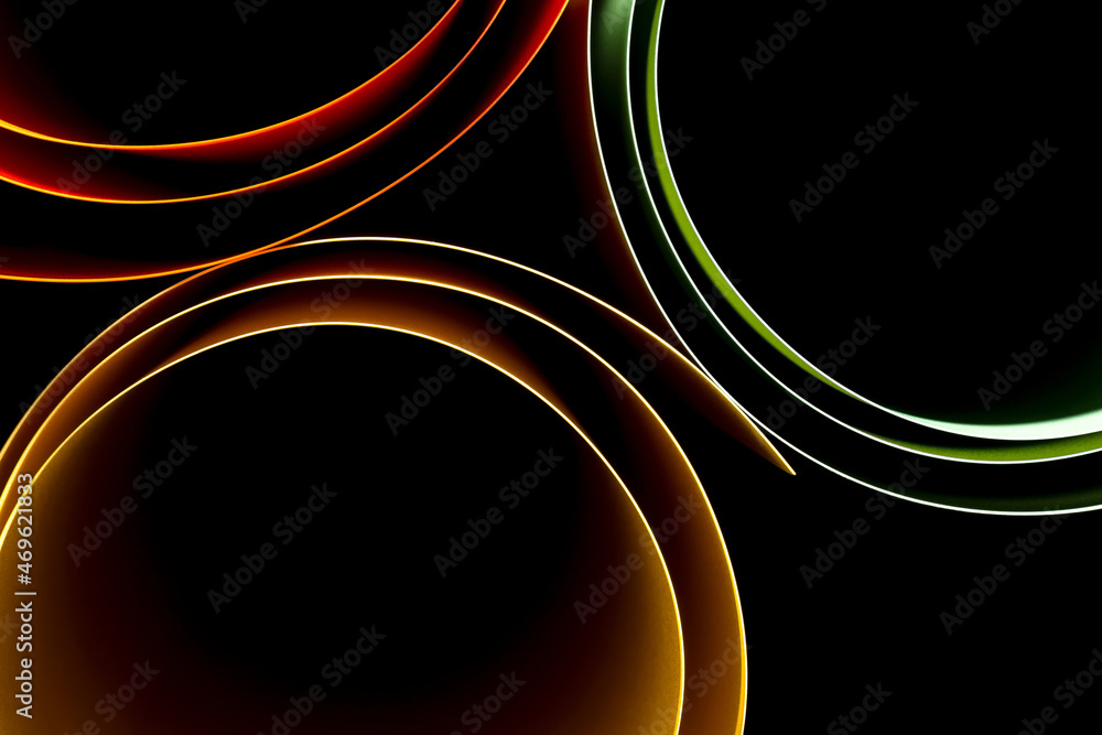 colored plastic sheeting rolls with beautiful shade and shadow on black