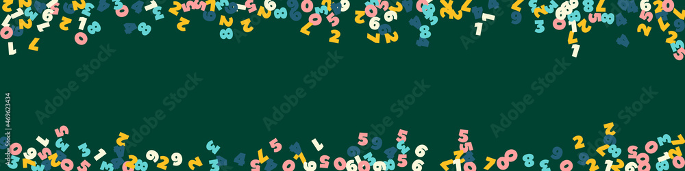 Falling pastel numbers. Math study concept with flying digits. Valuable back to school mathematics banner on blackboard background. Falling numbers vector illustration.