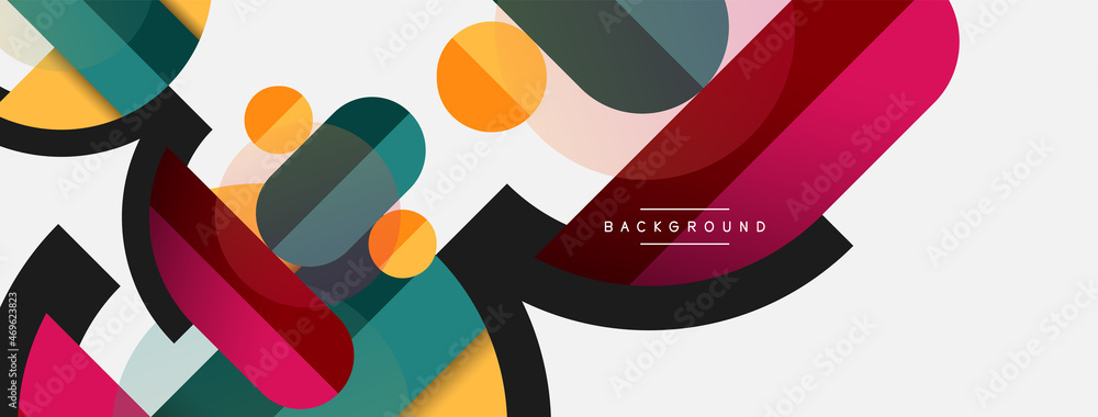 Round geometric shapes lines and circles. Vector template for wallpaper banner background or landing page Round geometric shapes lines and circles. Vector template for wallpaper banner background or landing page