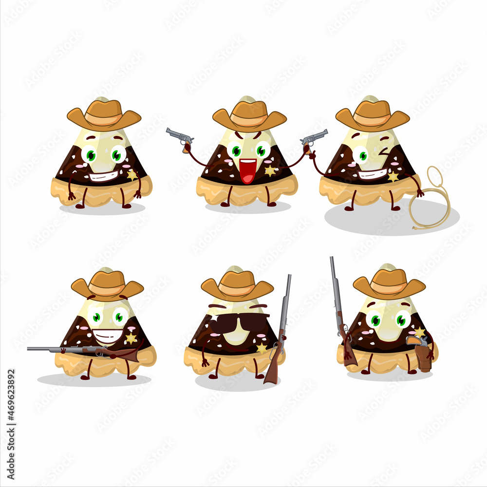 Cool cowboy slice of star chocolate pie cartoon character with a cute hat Cool cowboy slice of star chocolate pie cartoon character with a cute hat