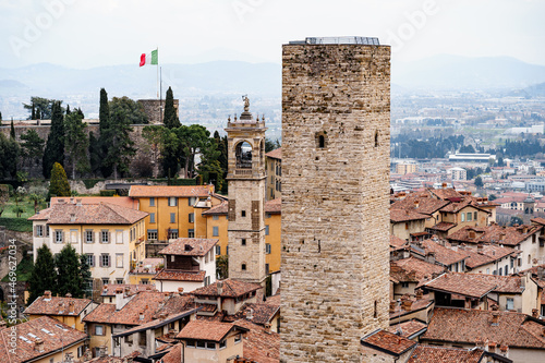 Gombito Tower in Citta Alta. Bergamo, Italy