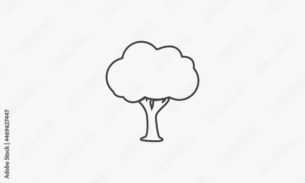 simple line icon tree plant isolated on white background.