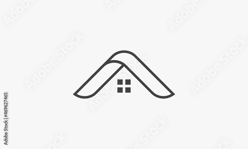 line icon logo roof home isolated on white background.