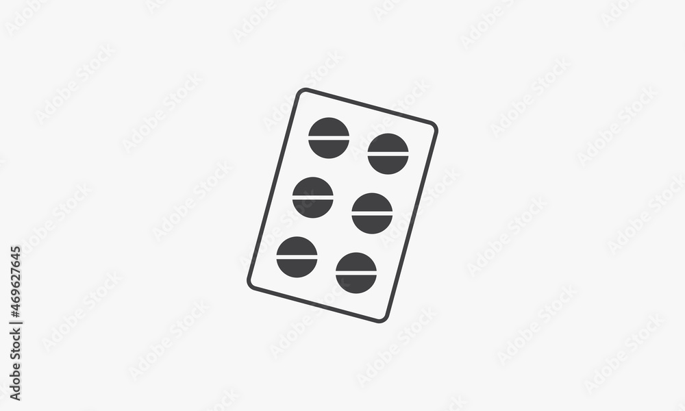 line icon square pills pack isolated on white background. line icon square pills pack isolated on white background.