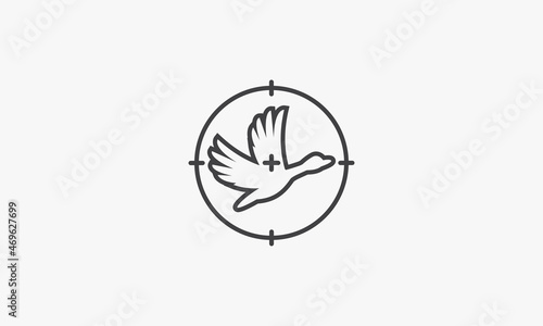 line icon duck hunting shoot isolated on white background.