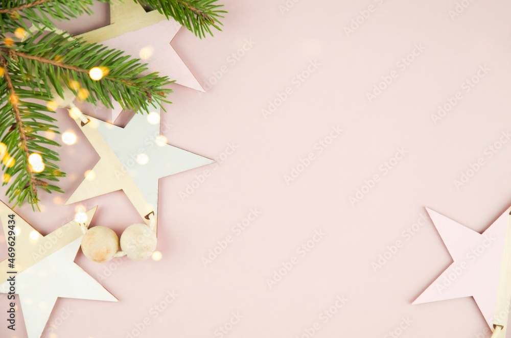 Garland of stars on a pink background Garland of stars on a pink background