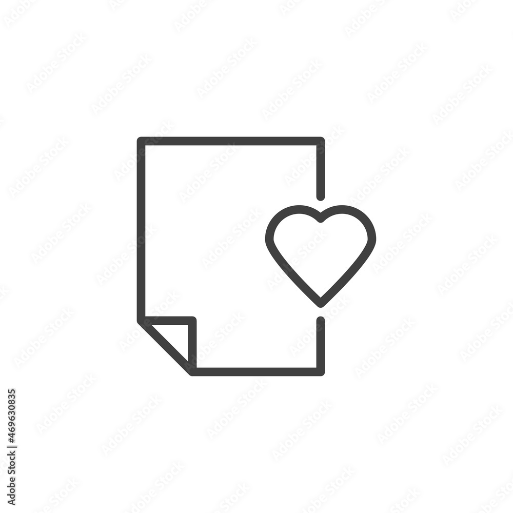 Document file with heart line icon Document file with heart line icon