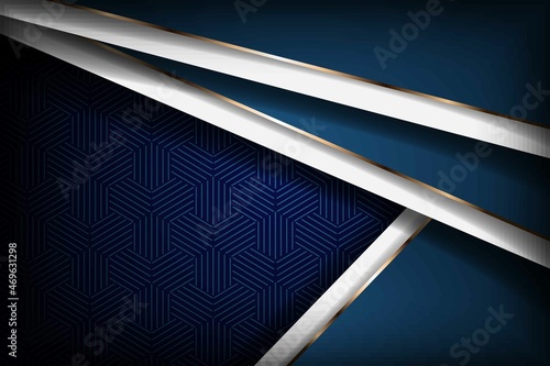 luxurious 3d dark navy blue background overlap with golden lines. elegant modern background. eps10 vector
