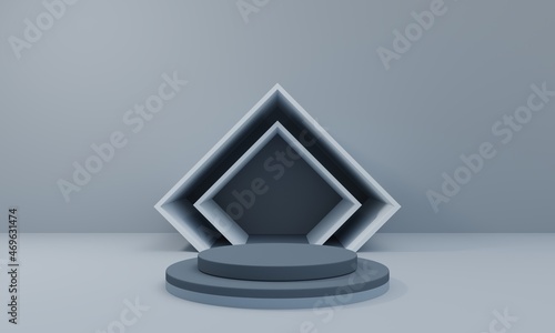 3D render podium stage Abstract geometric shape empty background for product presentation. Abstract minimal scene with geometric podium platform. Cylender podium stage showcase photo
