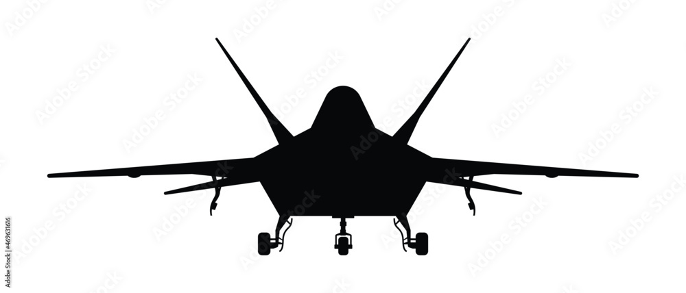 Military attack aircraft silhouette vector on white background ...